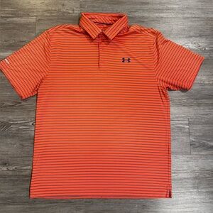 Under Armour HeatGear Polo: Orange/Blue Stripe (Men’s Large)